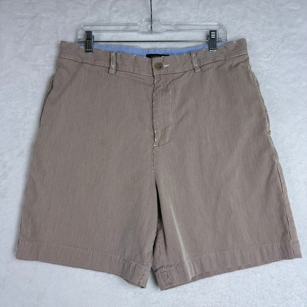 J. Crew Mens Shorts Size 35 Brown Striped‎ Cotton Casual Classic Fit